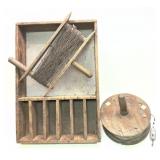 Lot: 2 wooden trolling hand reels, and