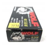Box of .40 S&W 180-grain copper FMJ Wolf