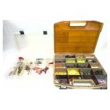 Lot: 2 plastic tackle cases with assorted lures
