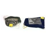 Lot: 2 fishing belt buckles