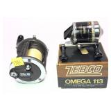 Lot: 2 reels, Zebco Omega 113 with box and Daiwa