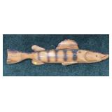 Carved wooden fish, 29" L.
