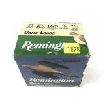 Box of 20 Ga. 2.75" No. 7.5 Remington game loads,