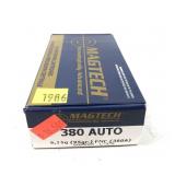Box of .380 Auto 95-grain FMC Magtech cartridges,
