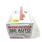 Box of .380 Auto 95-grain FMJ Winchester