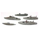 Lot: 5 lead Tootsie Toy battle ships