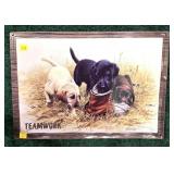 Teamwork- Tin lab Puppy sign 12" x 16.5"