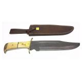 Custom KZ Damascus blade hunting knife with