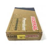 Box of 6.5 x 55mm Swedish 140-grain Nosler