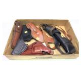 Lot: 6 Assorted holsters, includes 4 leather