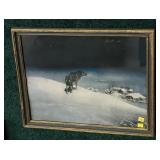 Vintage Framed wolf Print, 16" x 20"