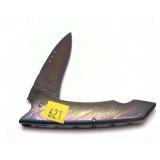 Damascus blade folding knife- 4" Blade