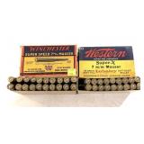 Lot: 2 Vintage boxes of 7mm Mauser cartridges-