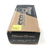 Box of .357 Mag. 158-grain JHP Blazer brass
