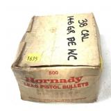 Box of .38 Cal. 148-grain Hornady lead DE WC