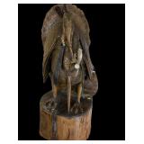 Hand carved Maple Wild Turkey - signed and dated