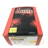 Box of .45 Cal. 230-grain LRN Hornady bullets,