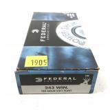 Box of .243 WIN 100-grain SP Federal cartridges,