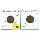 x2- Early wheat cents -x2 cents-Sold by the piece,