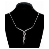 Sterling silver 16" necklace with black and white