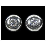Sterling silver flush set diamond post earrings
