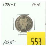 1901-S Barber dime
