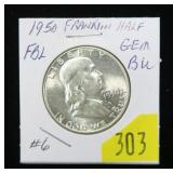 1950 Franklin half dollar, BU