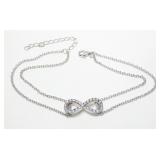 7.5" Sterling silver double chain bracelet with