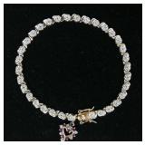 Sterling silver gold wash 7" tennis bracelet with