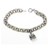 8" Sterling silver charm bracelet with vintage