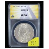1879-S Morgan dollar, ANACS slab certified AU-58