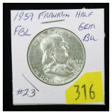 1959 Franklin half dollar, BU