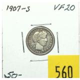 1907-S Barber dime