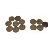 Lot, 1913 & 1914 Lincoln Wheat cents, 13 pieces
