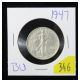 1947 Walking Liberty half dollar, BU