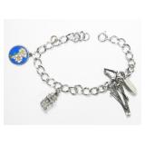 7" Sterling silver charm bracelet with charms