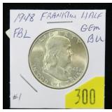 1948 Franklin half dollar, BU