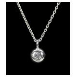 Sterling silver flush mount diamond pendant with