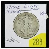 1917-D Obverse Walking Liberty half dollar
