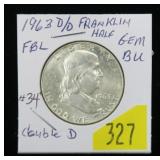 1963-D/D Franklin half dollar, BU
