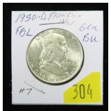 1950-D Franklin half dollar, BU