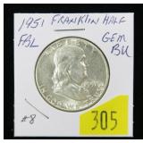 1951 Franklin half dollar, BU