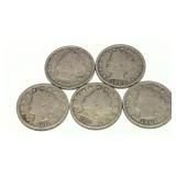 Lot, Liberty nickels, 5 pcs.