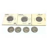 Lot, nickels, mixed dates, 7 pcs.