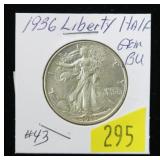 1936 Walking Liberty half dollar, gem BU