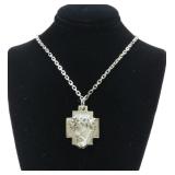Sterling silver "Ecce Homo" cross with 24" chain,