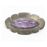Vintage Mexican sterling silver amethyst brooch,
