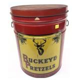 Vintage large pretzel tin marked "Buckeye