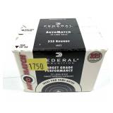 Box of .22 LR. Federal Auto Match cartridges,