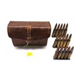 -Leather Cartridge Case with 3 clips with 15